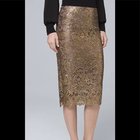 White House Black Market Dresses & Skirts - WHBM Metallic Lace Pencil Skirt